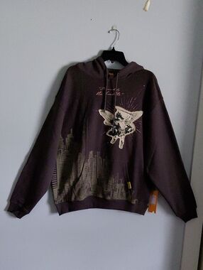 NWT Civilized Blessed By The Hustle Hoodie Brown Espresso Streetwear Angel Large